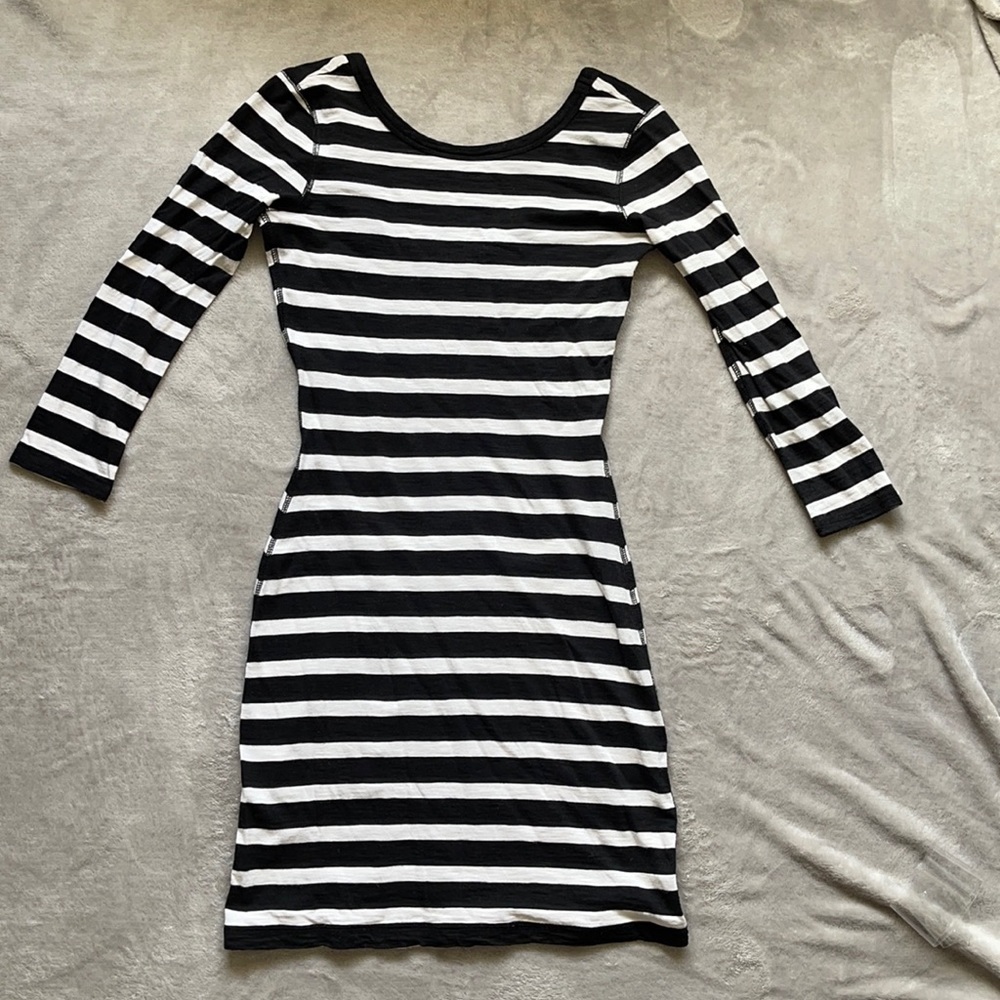 Express striped long sleeved mini dress